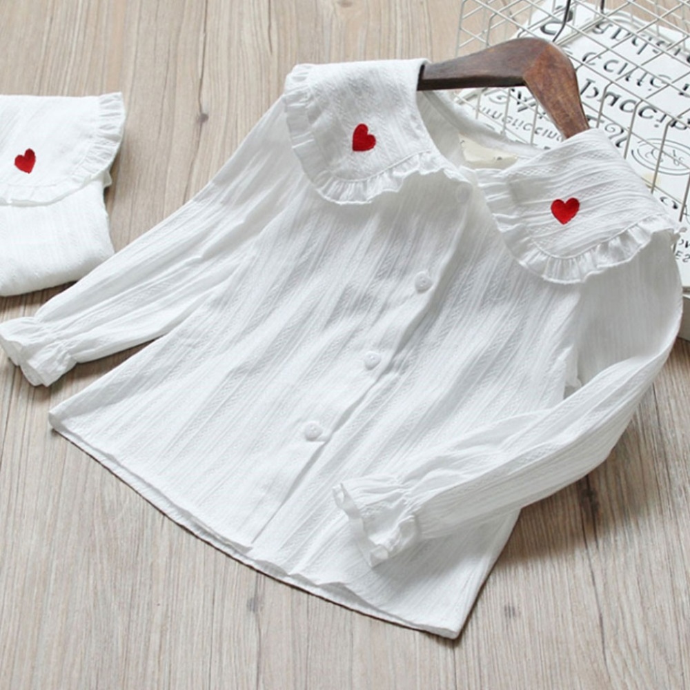 Toddler Girls Long Sleeve White Button-Down Blouse